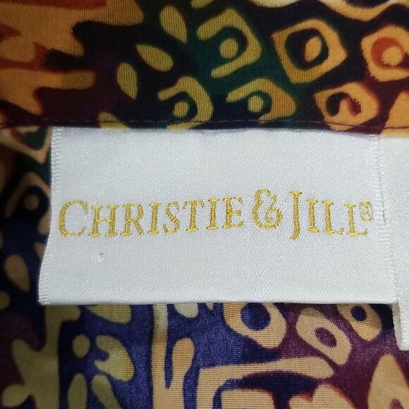 Christie & Jill Vintage Blouse Multicolored Eclectic Abstract Size 16 - Picture 4 of 7